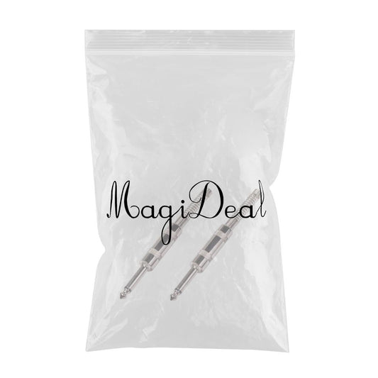 2Pieces 6.35mm Adapter Audio Connector for Guitar Converter Plug Silver