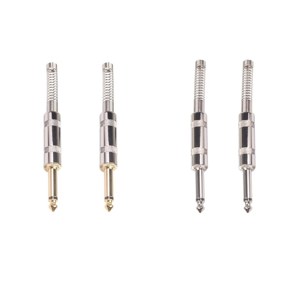 2Pieces 6.35mm Adapter Audio Connector for Guitar Converter Plug Silver