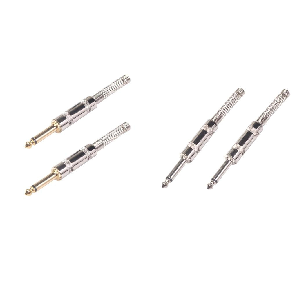 2Pieces 6.35mm Adapter Audio Connector for Guitar Converter Plug Silver