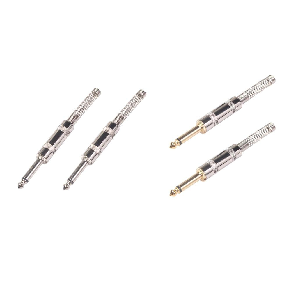 2Pieces 6.35mm Adapter Audio Connector for Guitar Converter Plug Silver