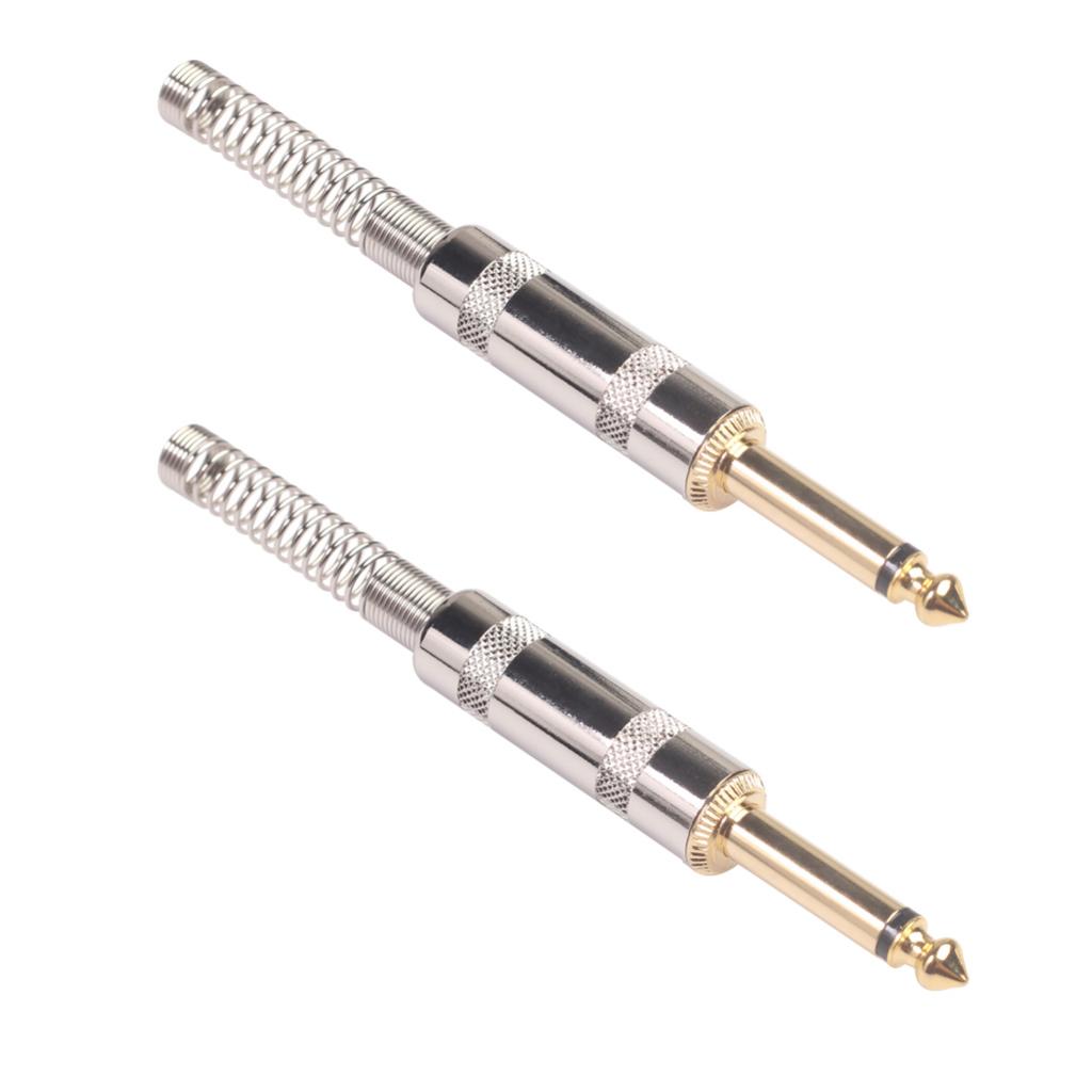 2Pieces 6.35mm Adapter Audio Connector for Guitar Converter Plug Gold