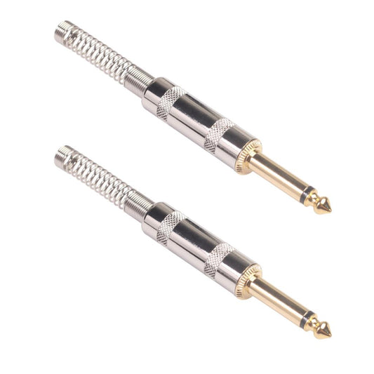 2Pieces 6.35mm Adapter Audio Connector for Guitar Converter Plug Gold