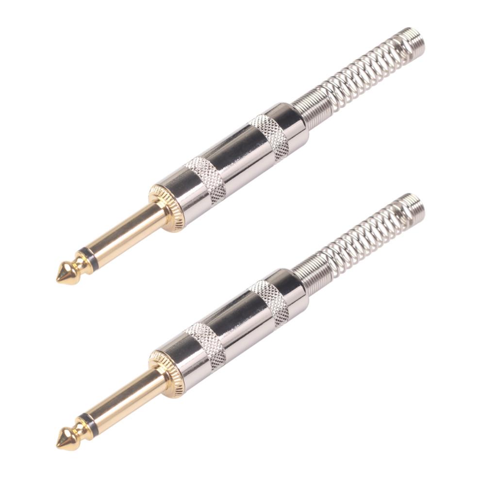 2Pieces 6.35mm Adapter Audio Connector for Guitar Converter Plug Gold