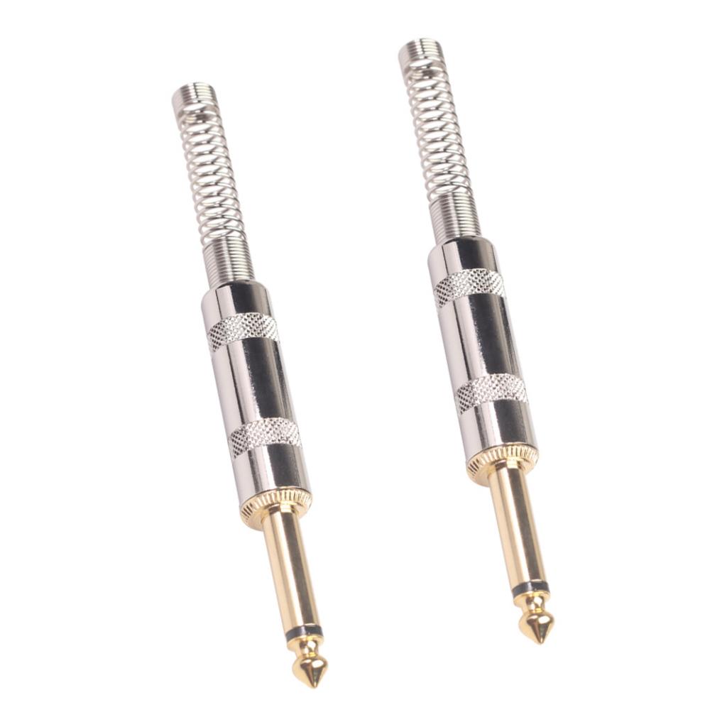 2Pieces 6.35mm Adapter Audio Connector for Guitar Converter Plug Gold