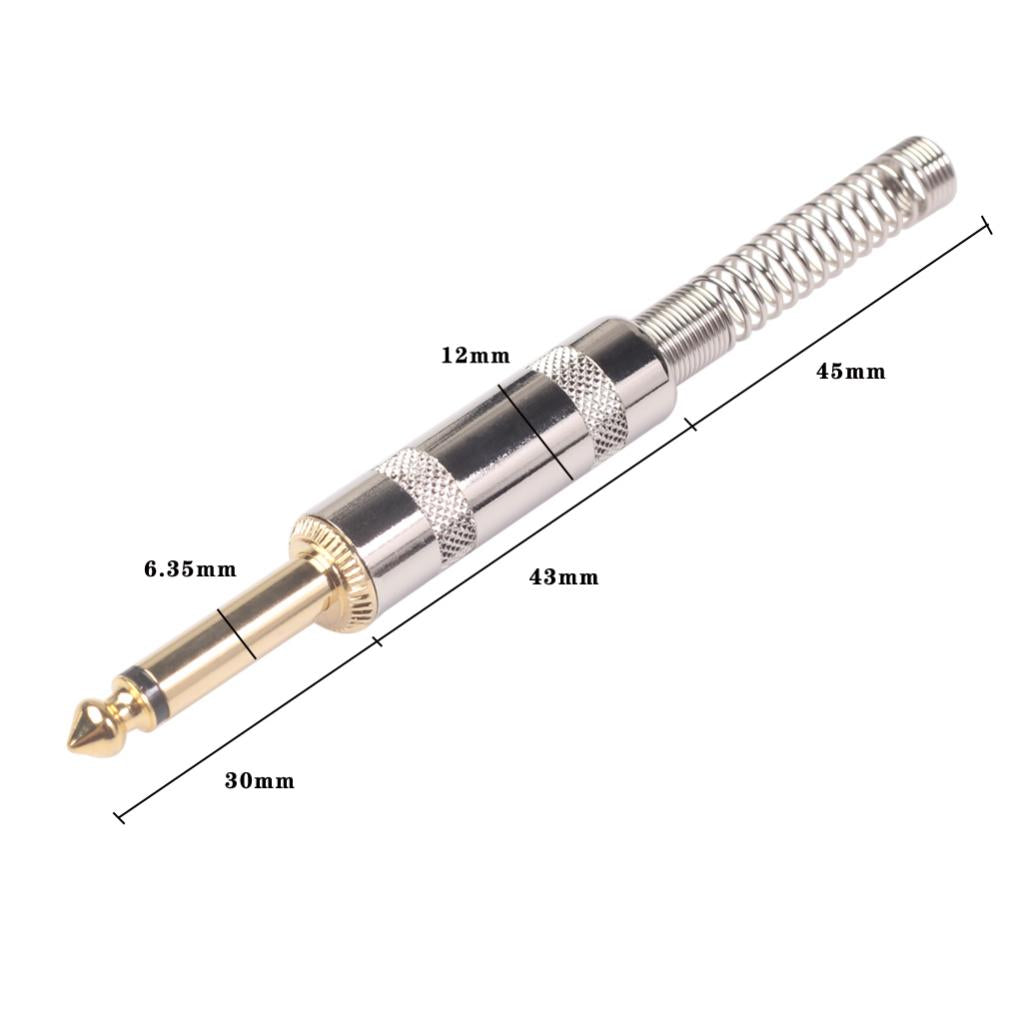 2Pieces 6.35mm Adapter Audio Connector for Guitar Converter Plug Gold