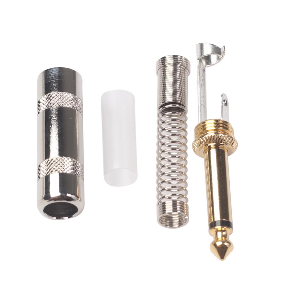 2Pieces 6.35mm Adapter Audio Connector for Guitar Converter Plug Gold