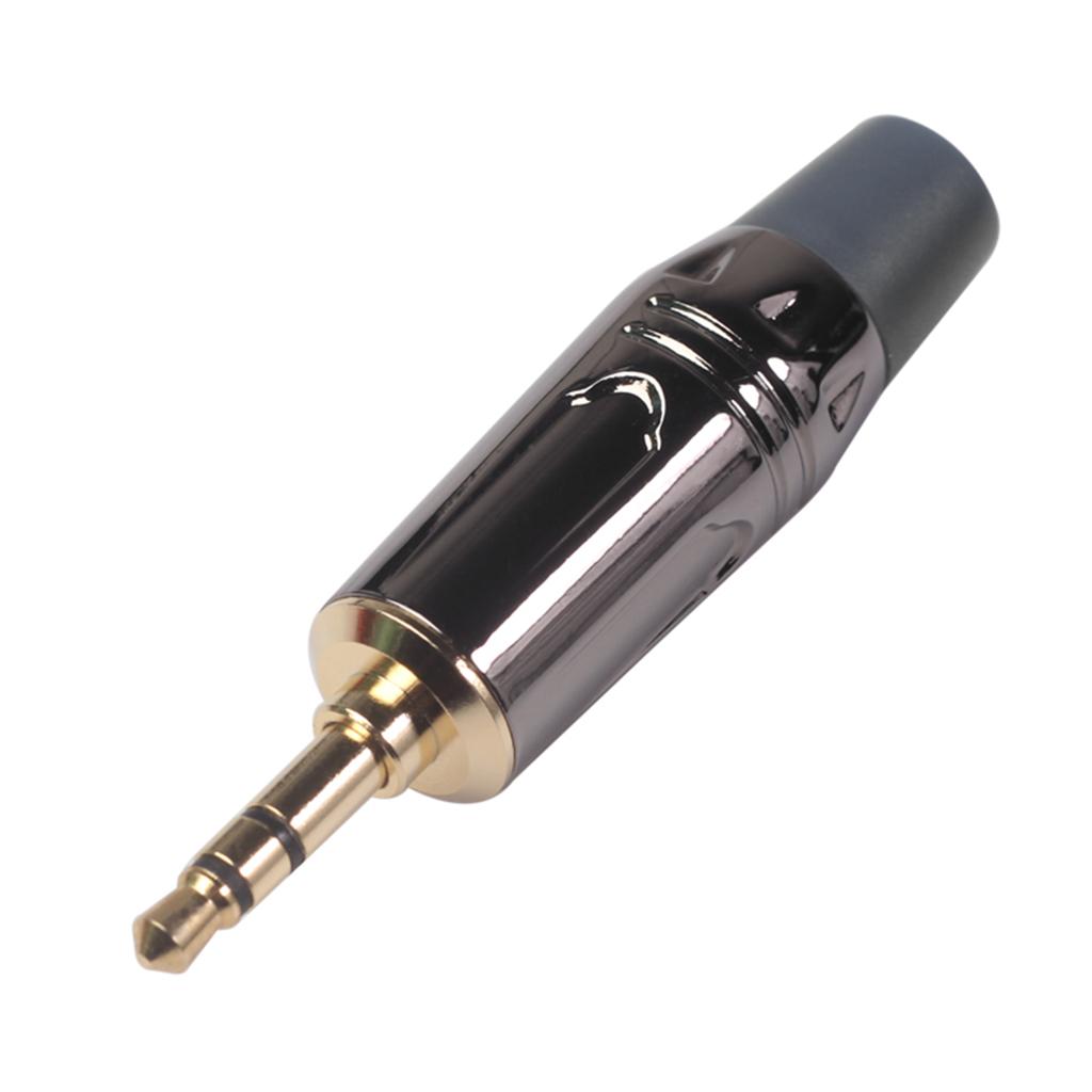 2Pieces 3.5mm Stereo Jack Male Plug Gold-plated Headset Audio Adapter Black