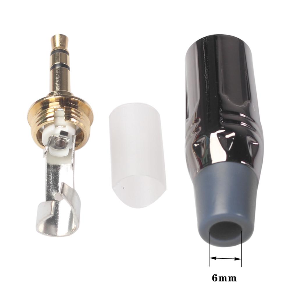 2Pieces 3.5mm Stereo Jack Male Plug Gold-plated Headset Audio Adapter Black
