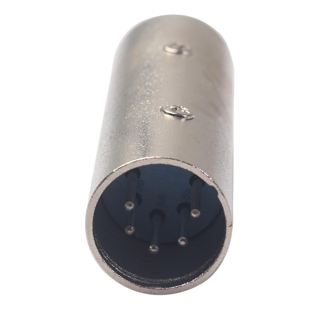 5Pin XLR Male to Male Audio Connector Lead Adapter Silver 63x18mm