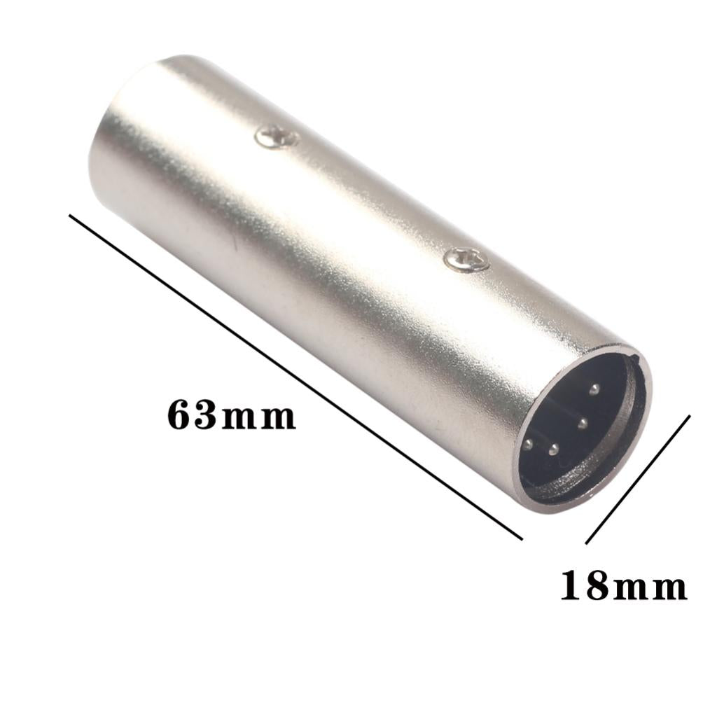 5Pin XLR Male to Male Audio Connector Lead Adapter Silver 63x18mm