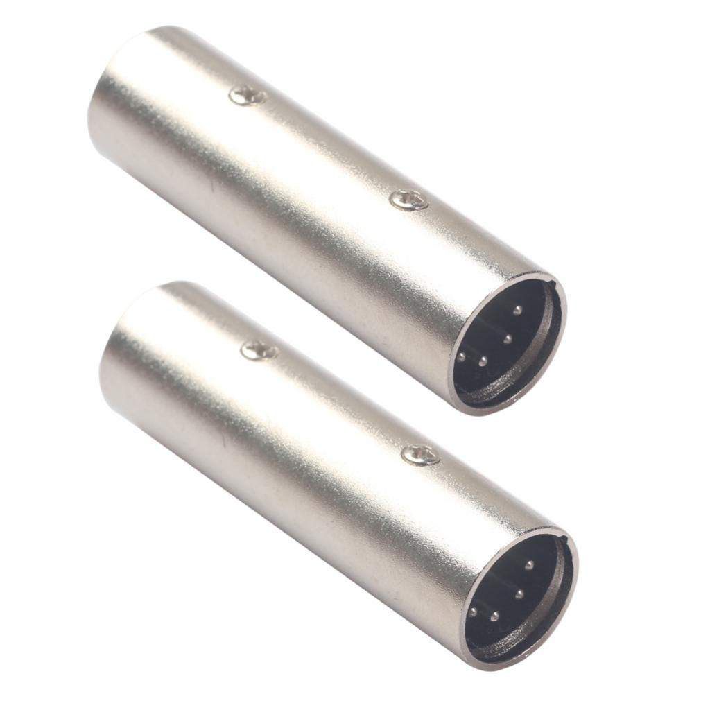 5Pin XLR Male to Male Audio Connector Lead Adapter Silver 63x18mm