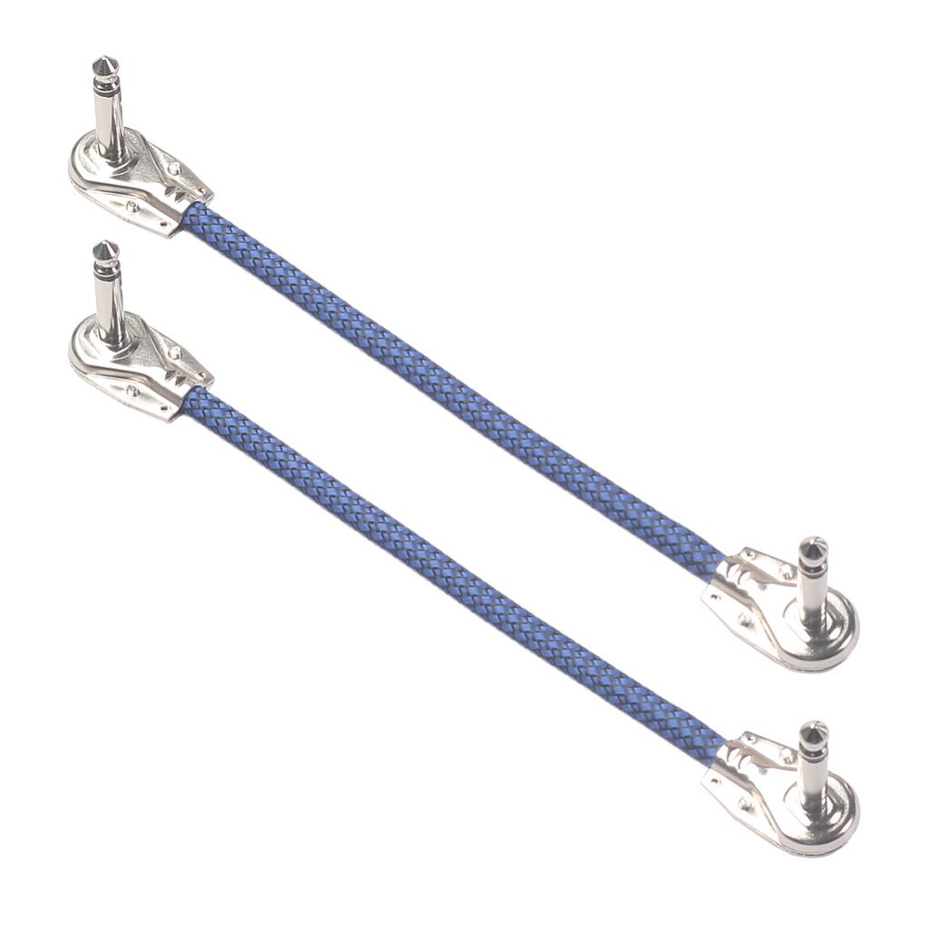 Guitar Pedal Cable M to M Right Angle 20cm 6.35mm Cables for Effect Blue