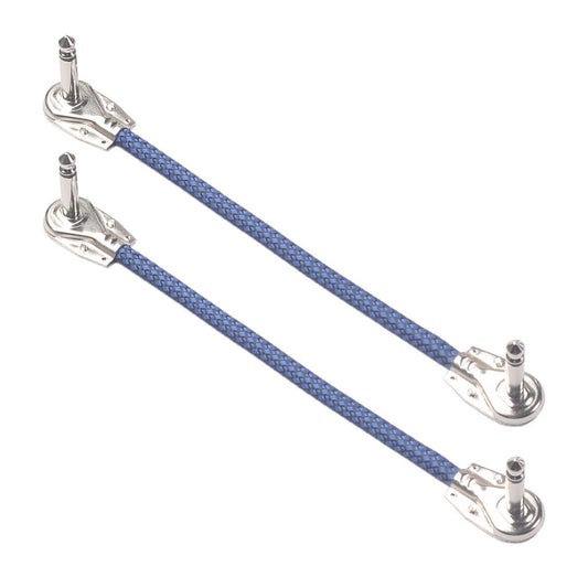 Guitar Pedal Cable M to M Right Angle 20cm 6.35mm Cables for Effect Blue