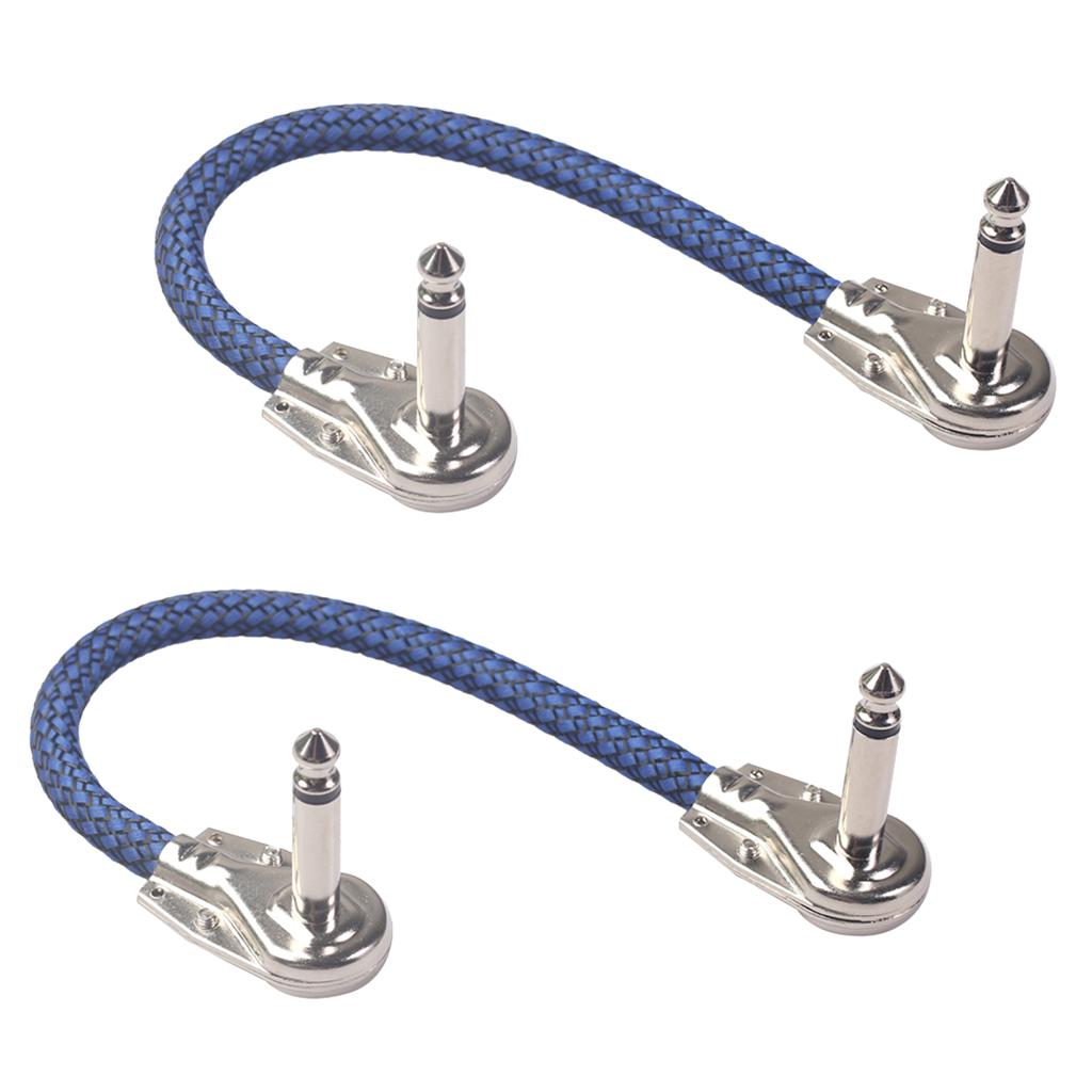 Guitar Pedal Cable M to M Right Angle 20cm 6.35mm Cables for Effect Blue
