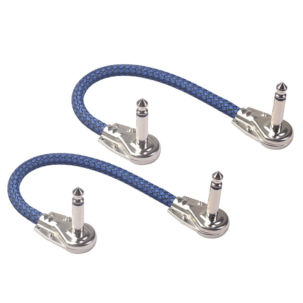 Guitar Pedal Cable M to M Right Angle 20cm 6.35mm Cables for Effect Blue