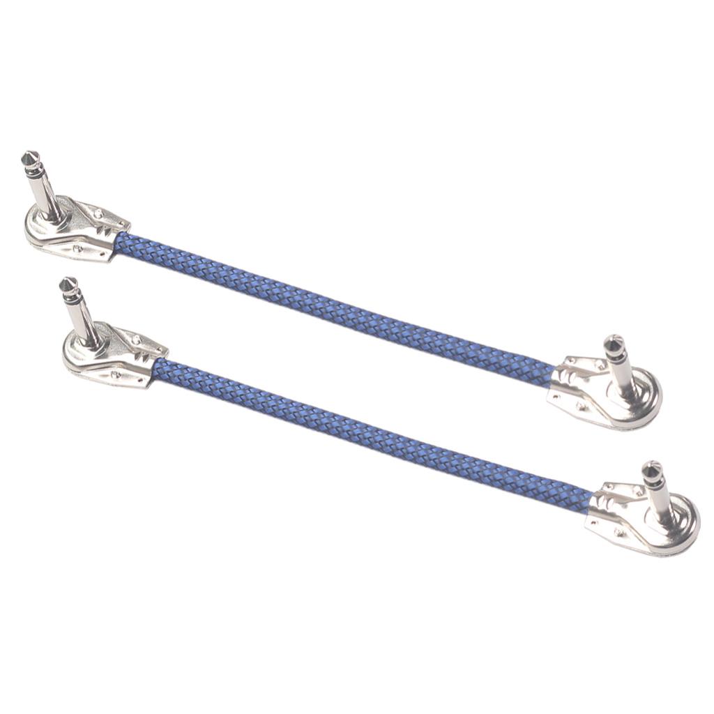 Guitar Pedal Cable M to M Right Angle 20cm 6.35mm Cables for Effect Blue