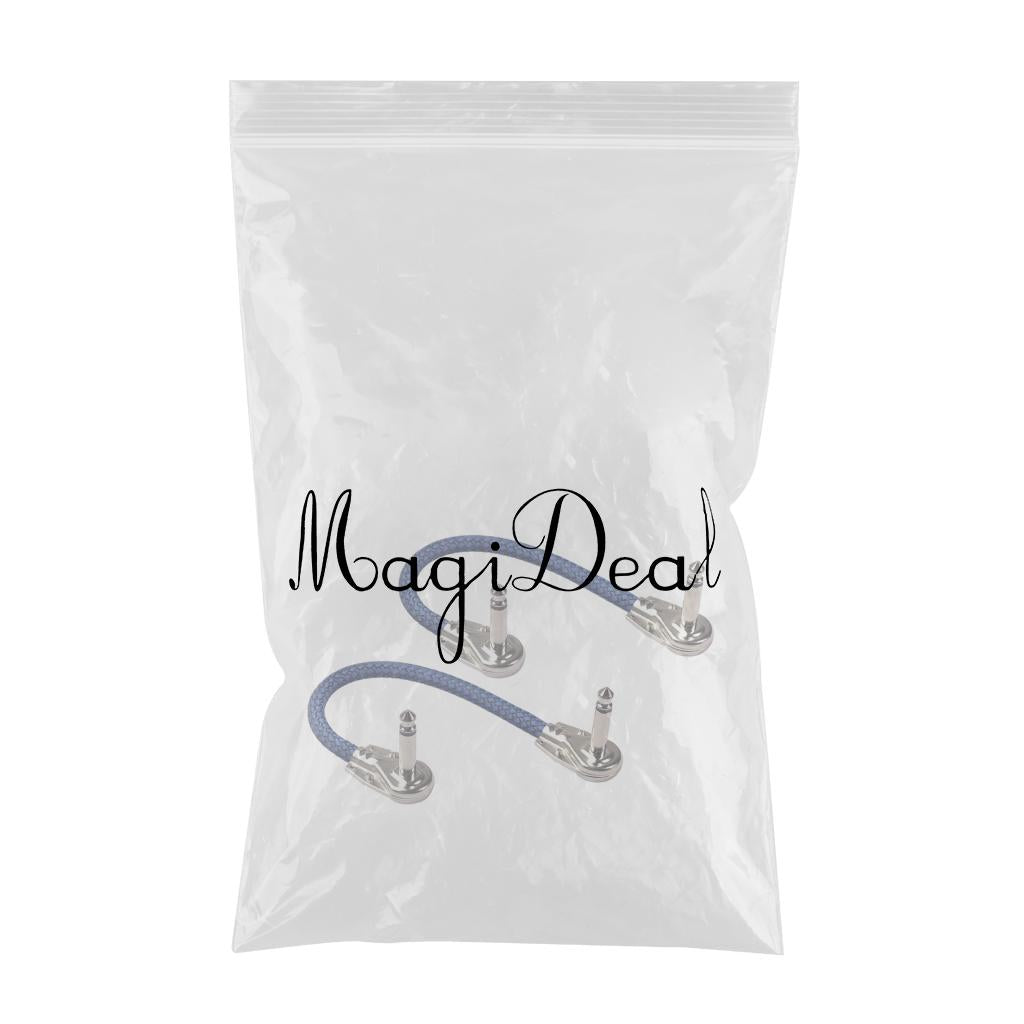 Guitar Pedal Cable M to M Right Angle 20cm 6.35mm Cables for Effect Blue