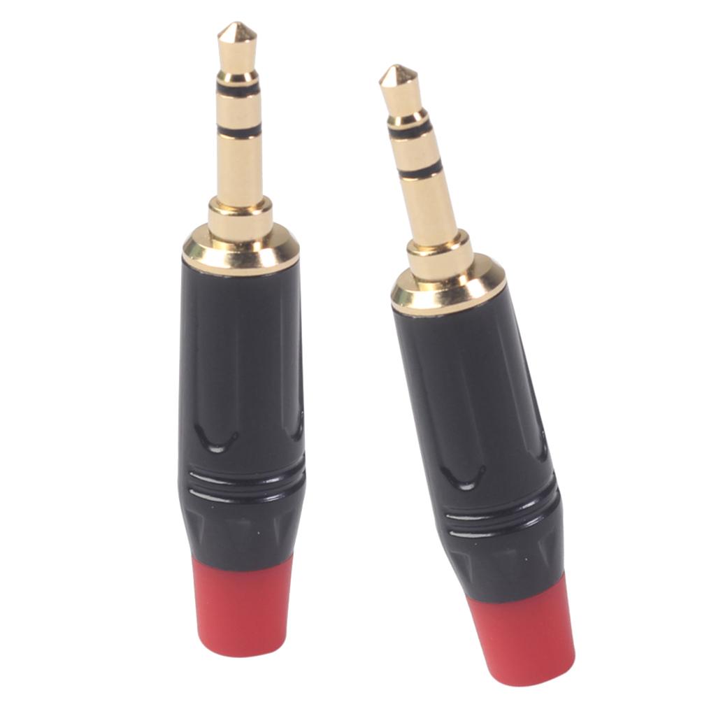 2PC 3.5mm Stereo Jack Connector for DIY Microphone Audio Soldering Adapter