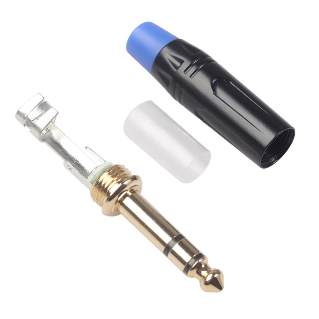 2x 6.35mm Stereo Jack Connector for DIY Microphone Audio Soldering Adapter