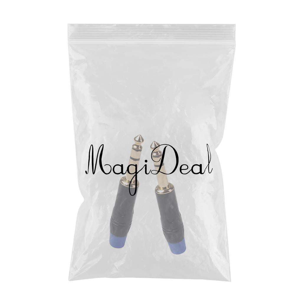 2x 6.35mm Stereo Jack Connector for DIY Microphone Audio Soldering Adapter