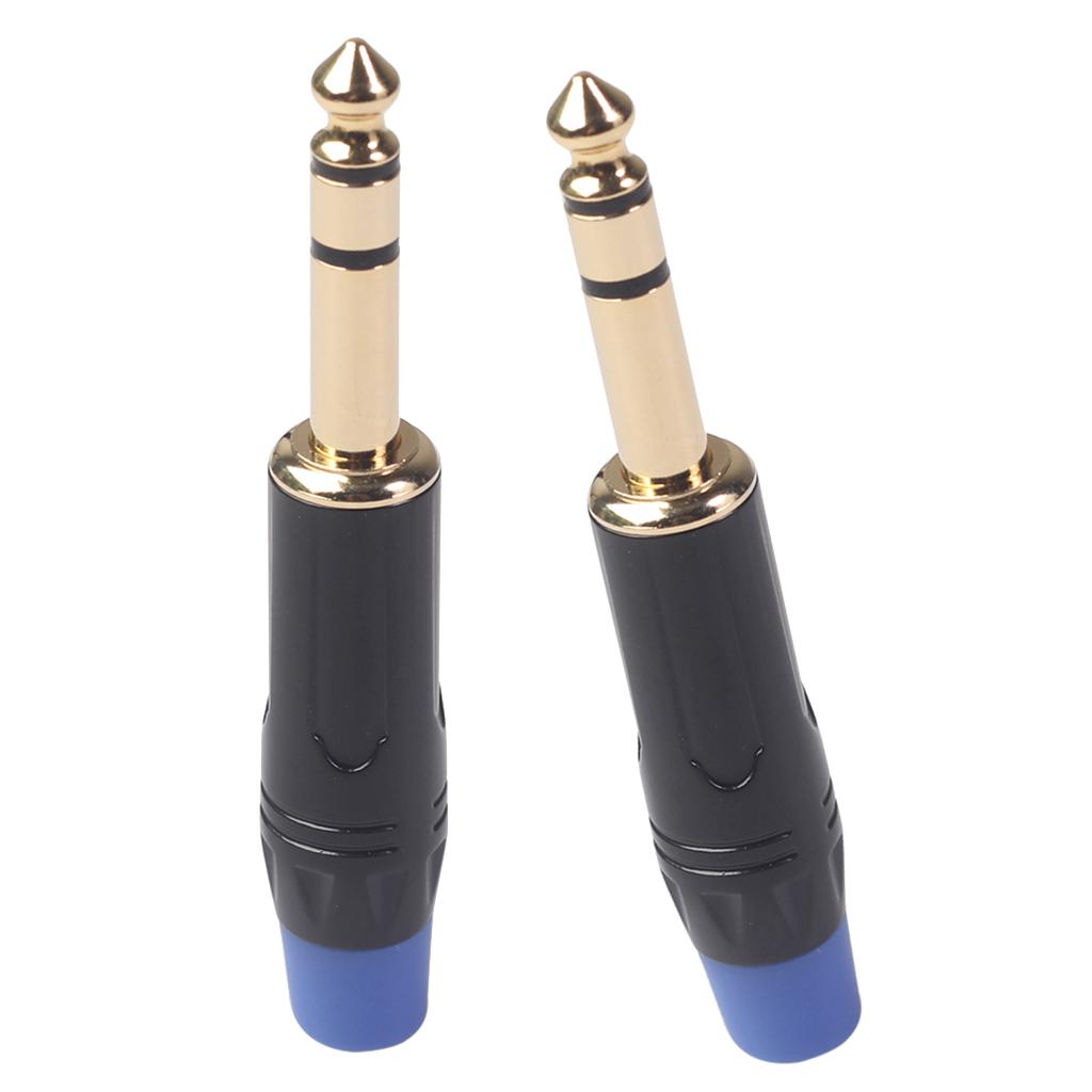 2x 6.35mm Stereo Jack Connector for DIY Microphone Audio Soldering Adapter