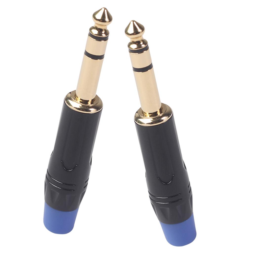 2x 6.35mm Stereo Jack Connector for DIY Microphone Audio Soldering Adapter