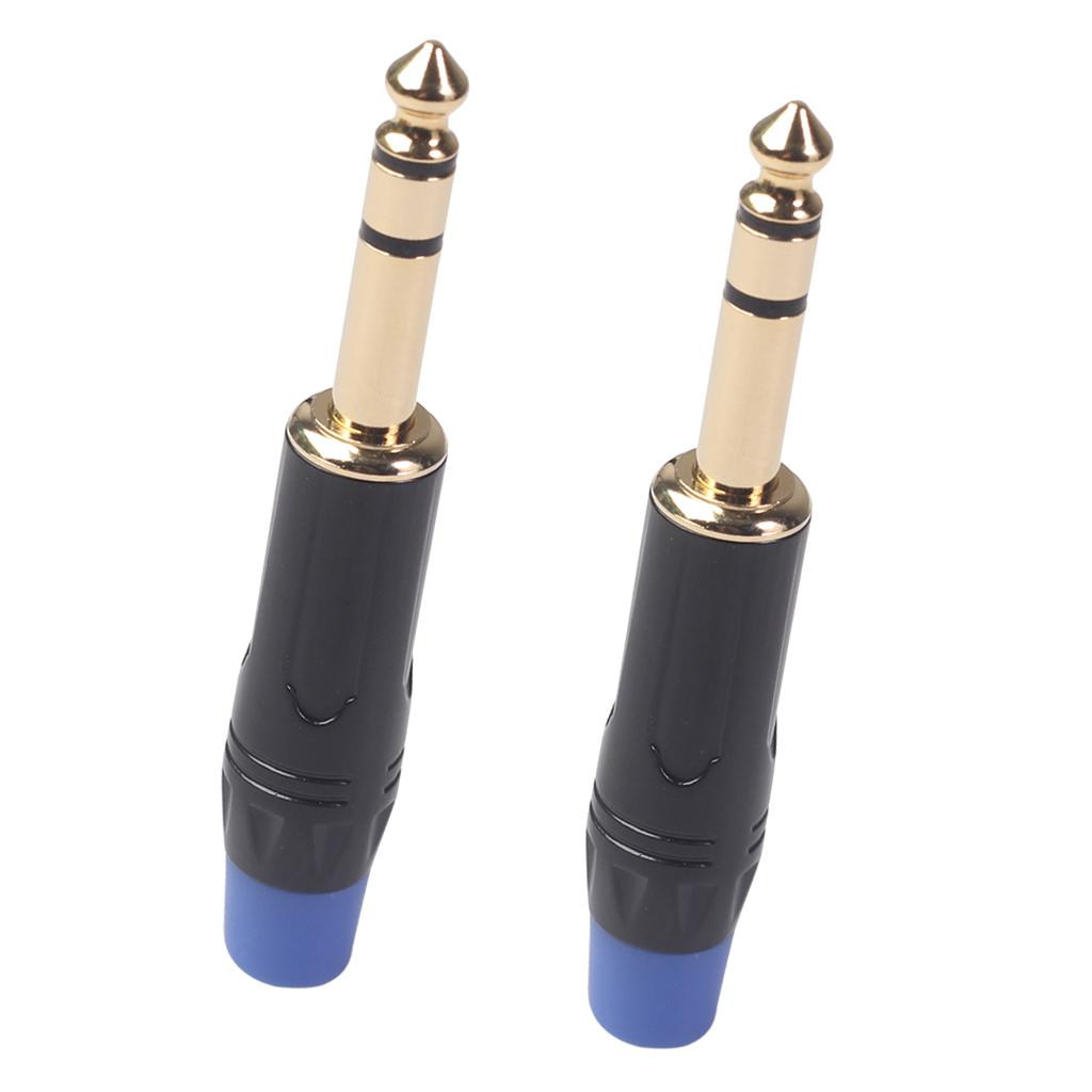 2x 6.35mm Stereo Jack Connector for DIY Microphone Audio Soldering Adapter