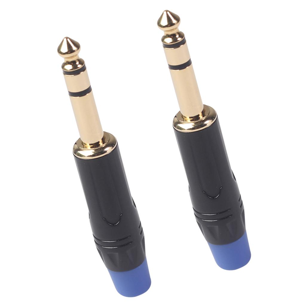 2x 6.35mm Stereo Jack Connector for DIY Microphone Audio Soldering Adapter