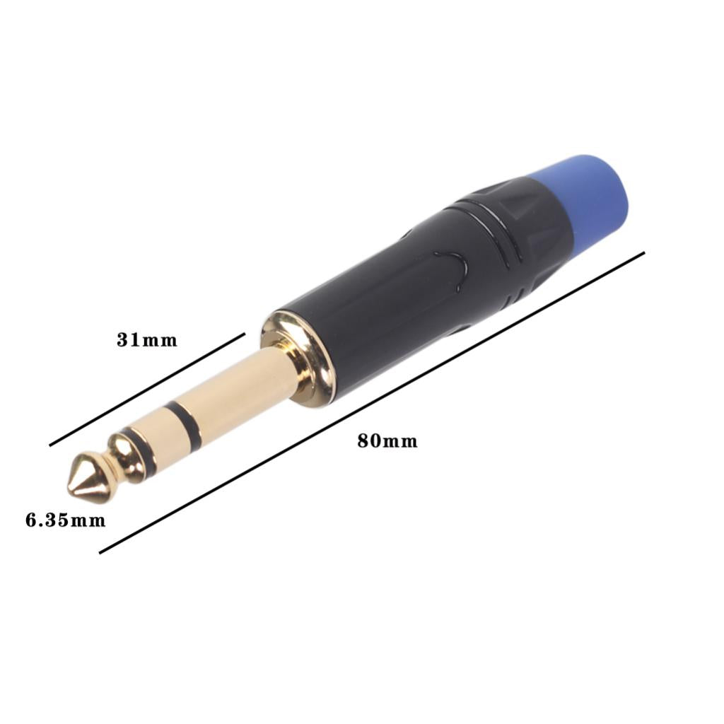 2x 6.35mm Stereo Jack Connector for DIY Microphone Audio Soldering Adapter