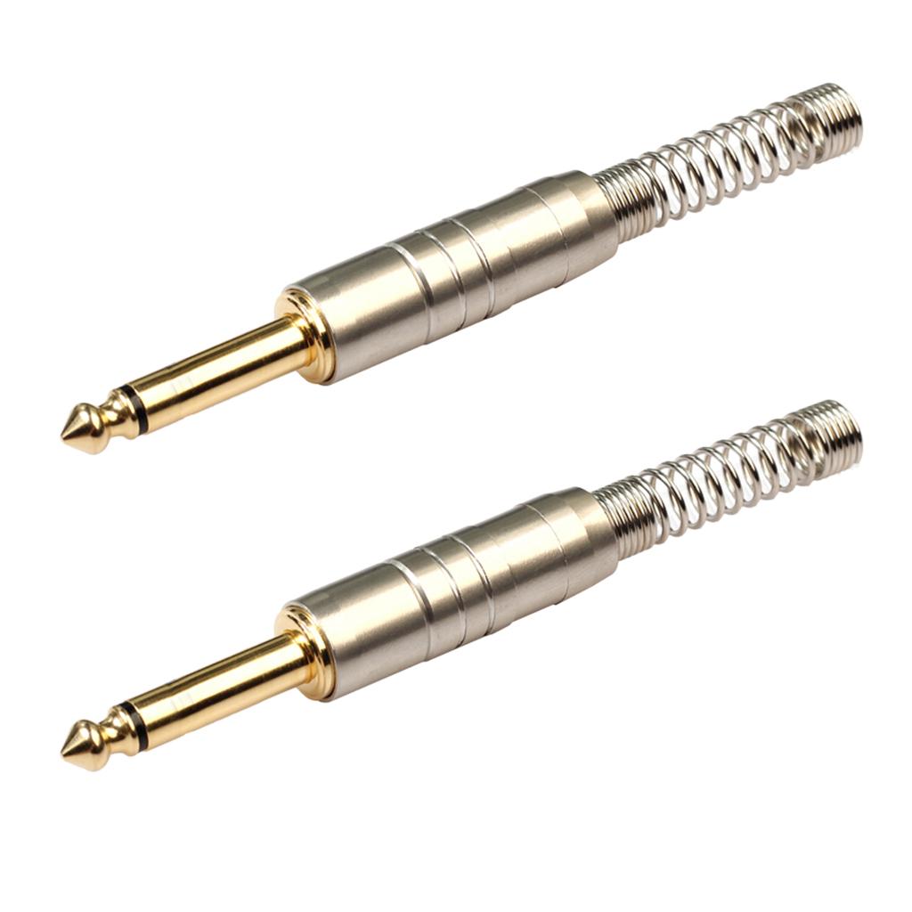 2x 6.35mm Mono Jack Connector for DIY Audio Microphone Soldering Adapter
