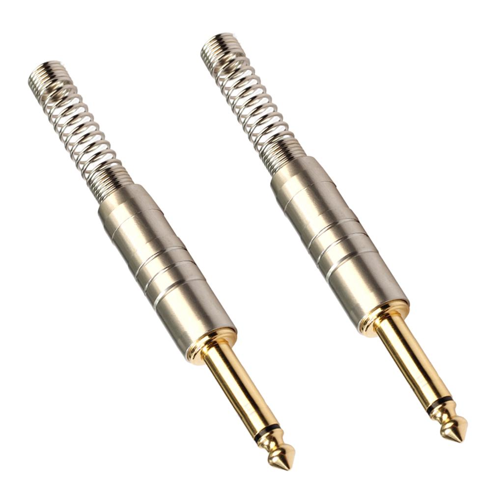 2x 6.35mm Mono Jack Connector for DIY Audio Microphone Soldering Adapter