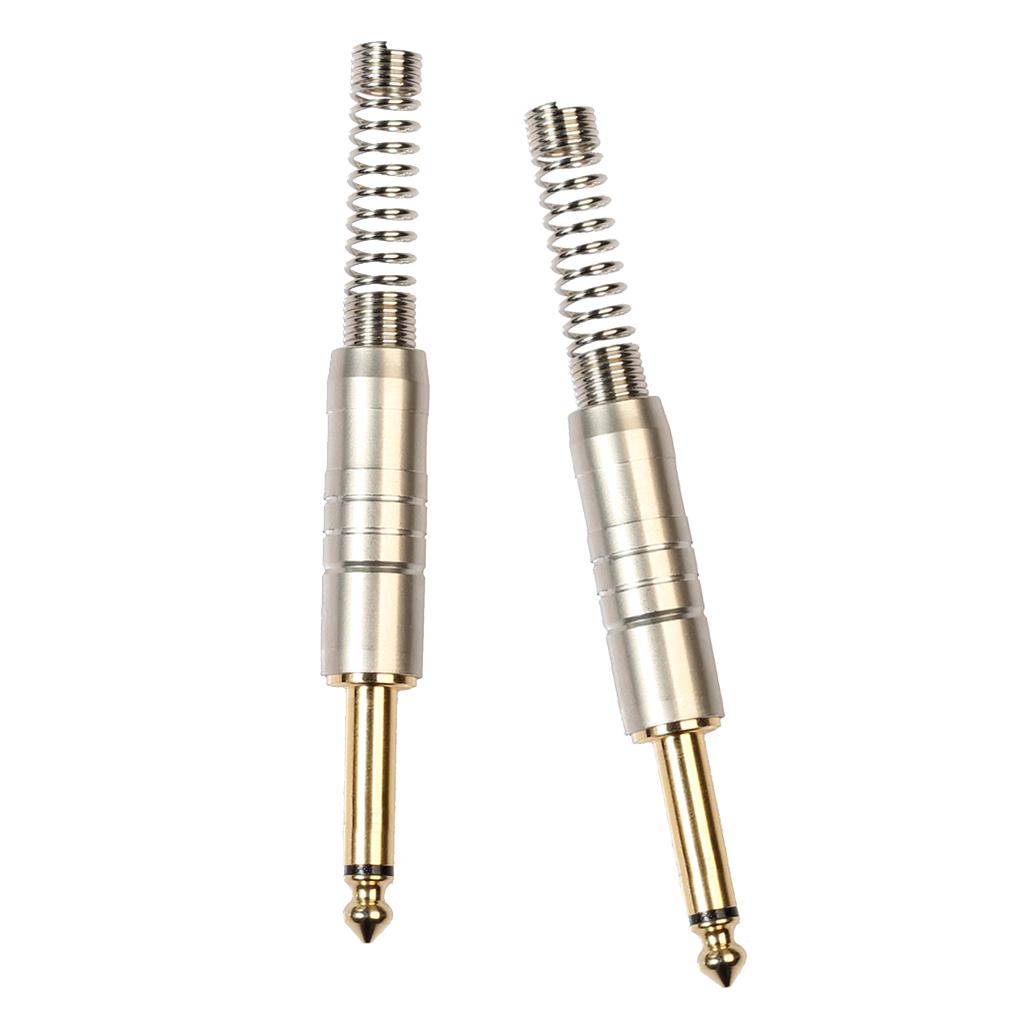 2x 6.35mm Mono Jack Connector for DIY Audio Microphone Soldering Adapter