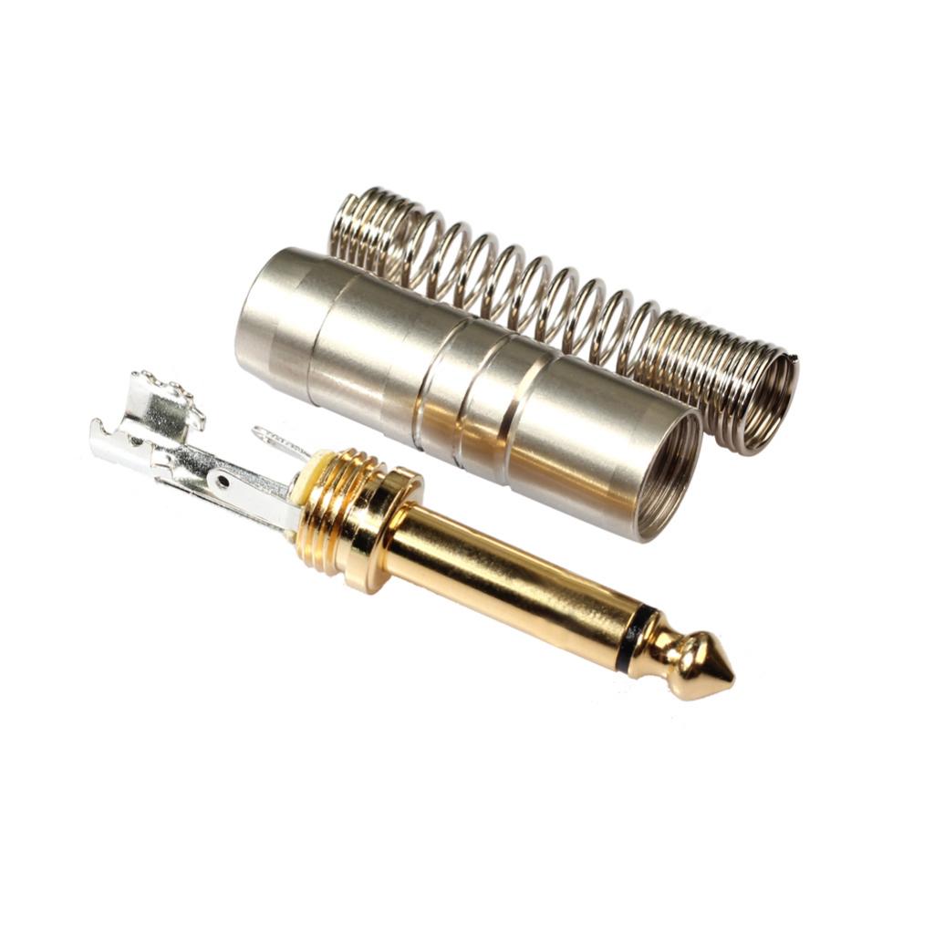 2x 6.35mm Mono Jack Connector for DIY Audio Microphone Soldering Adapter