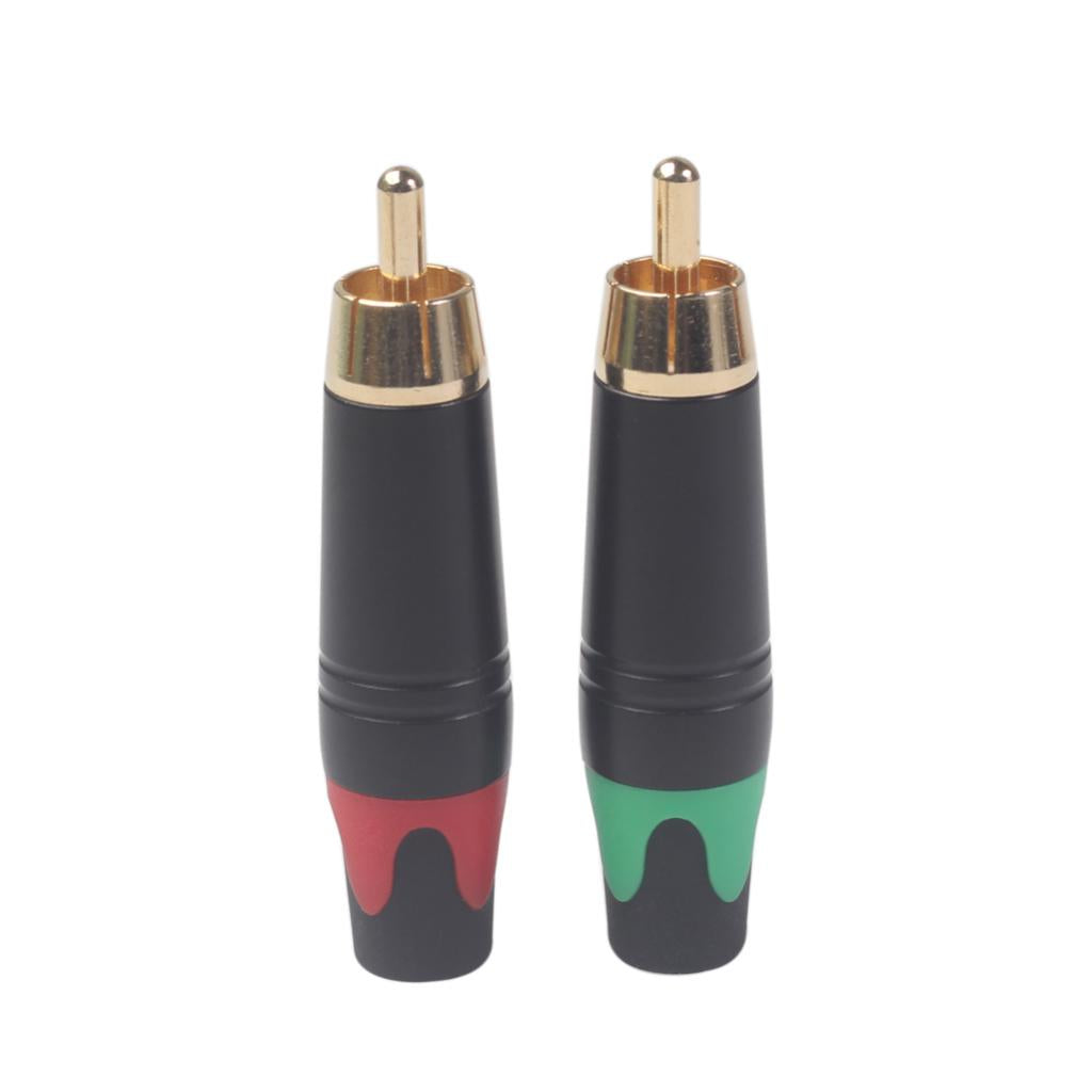 2pcs RCA Gold Plated Plug Audio Rca Cable Male Audio Video Connector Green
