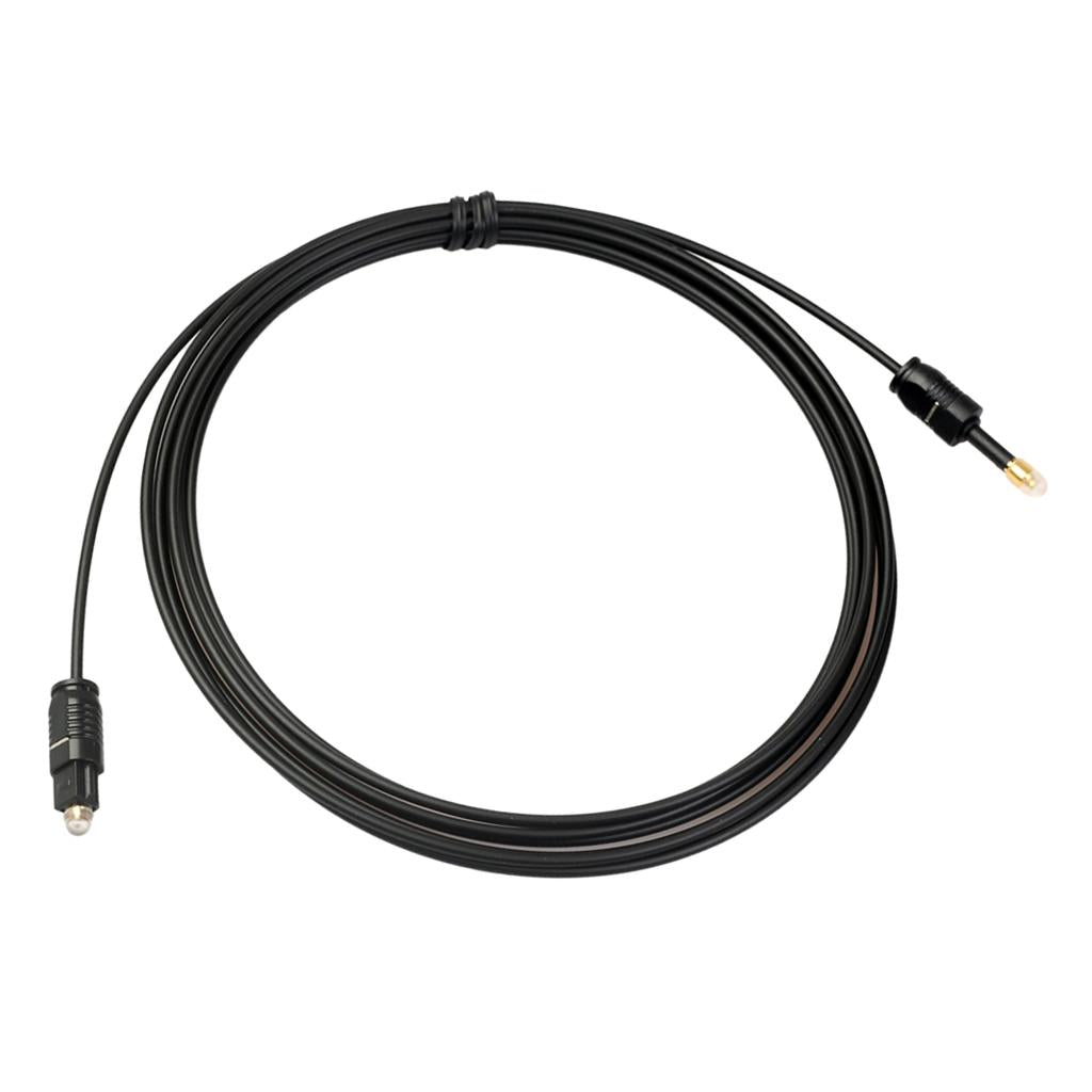 Black Audio Cable TOSlink Plug to MINI-TOSLink OPTICAL 3.5mm Jack 3meters
