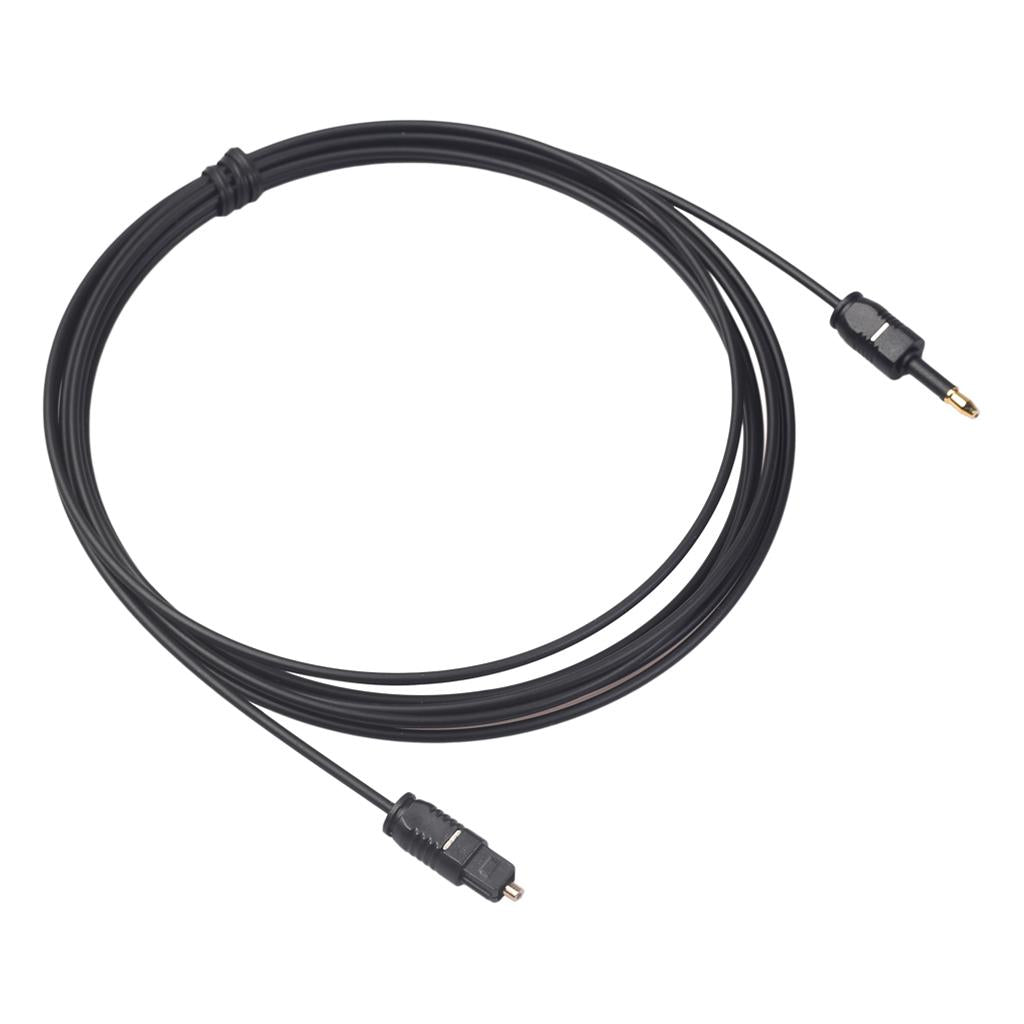 Black Audio Cable TOSlink Plug to MINI-TOSLink OPTICAL 3.5mm Jack 3meters