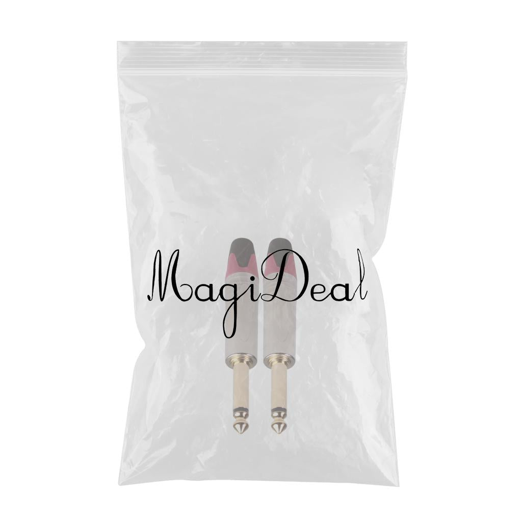 2pcs 6.35mm Mono Jack Connector for DIY Audio Microphone Soldering Adapter 