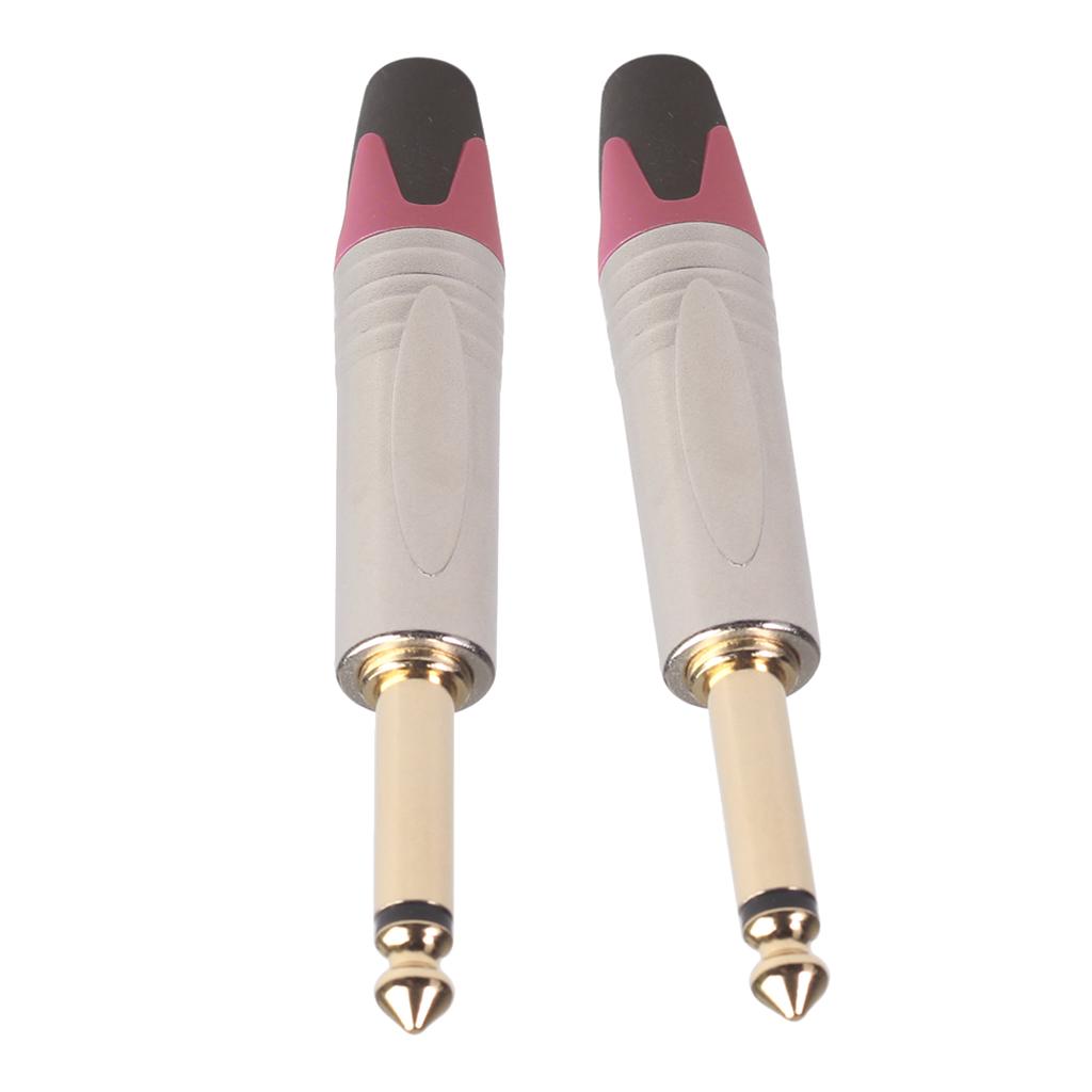 2pcs 6.35mm Mono Jack Connector for DIY Audio Microphone Soldering Adapter