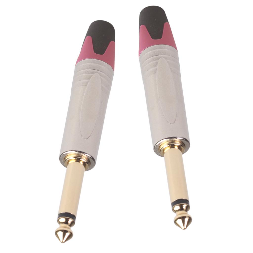 2pcs 6.35mm Mono Jack Connector for DIY Audio Microphone Soldering Adapter