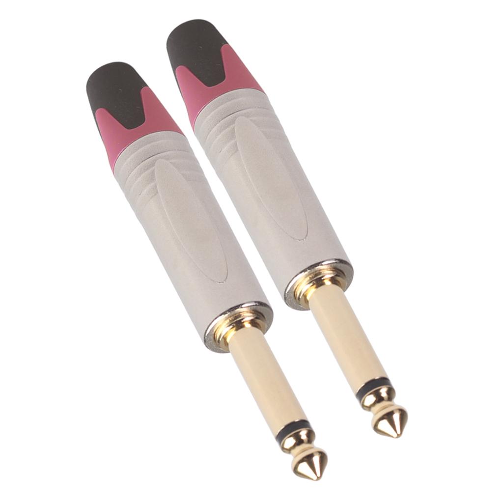 2pcs 6.35mm Mono Jack Connector for DIY Audio Microphone Soldering Adapter