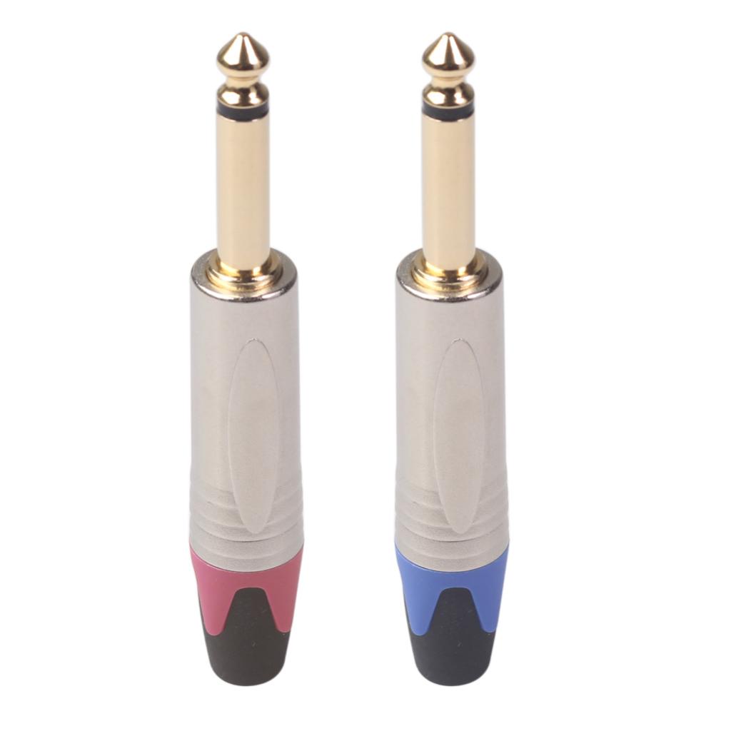 2pcs 6.35mm Mono Jack Connector for DIY Audio Microphone Soldering Adapter