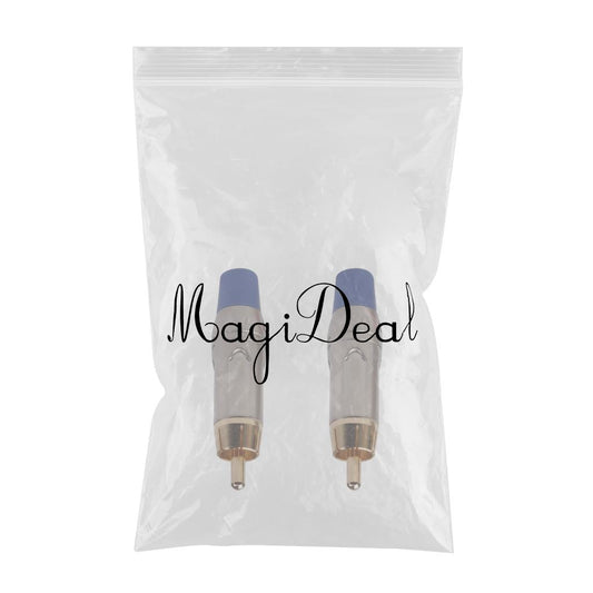 2pcs RCA Male Gold Plated Plug Audio Cable Male Audio Video Connector Blue
