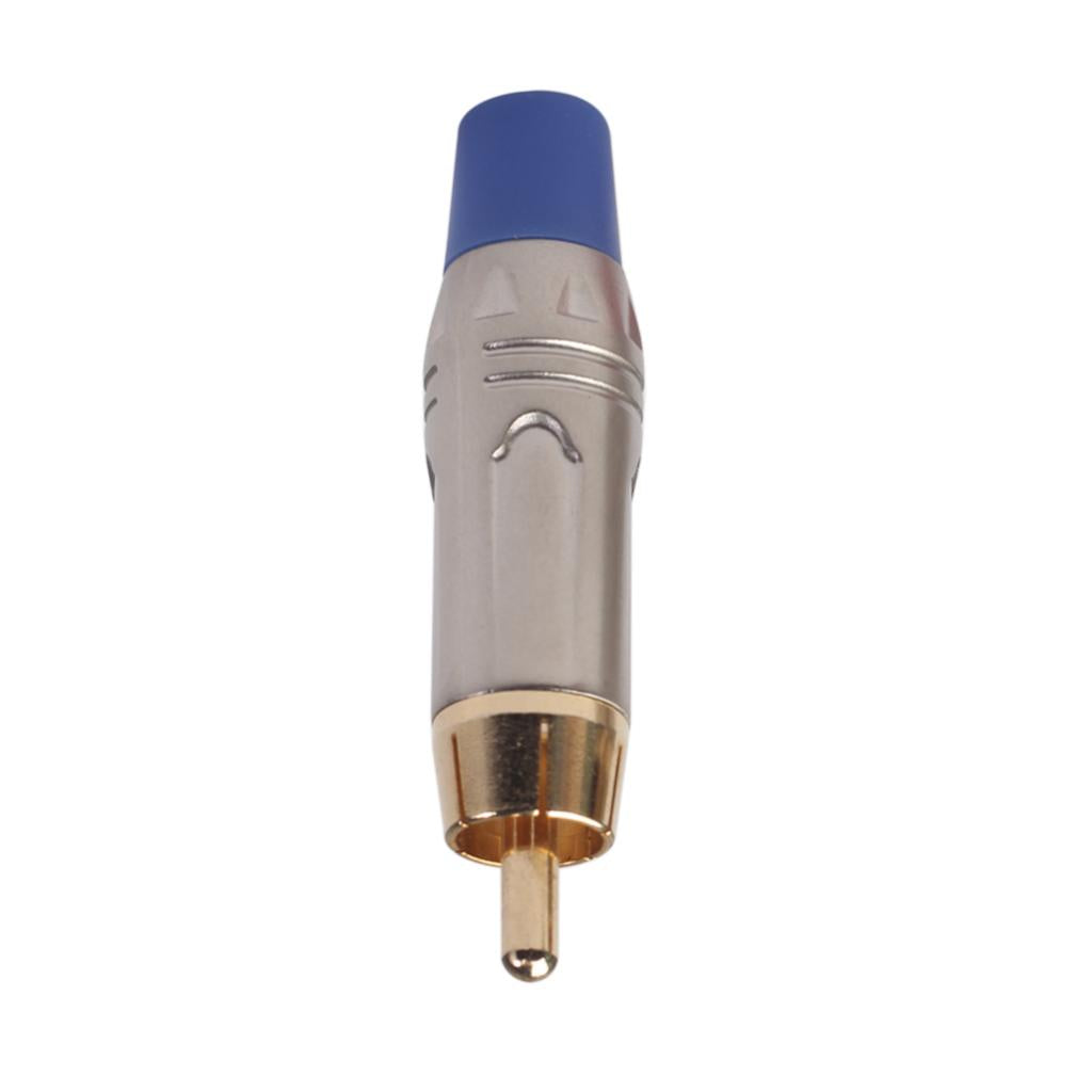 2pcs RCA Male Gold Plated Plug Audio Cable Male Audio Video Connector Blue