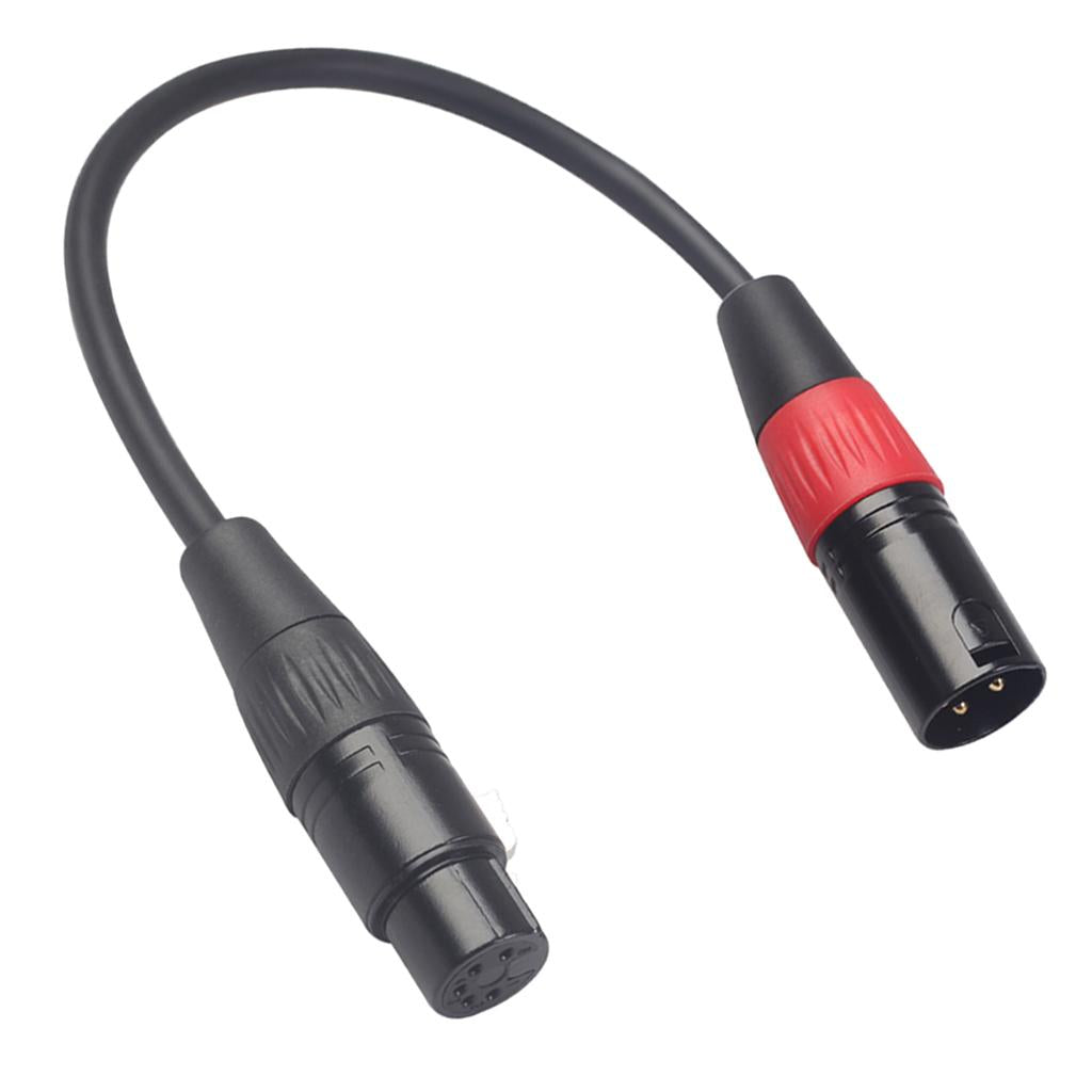Black 3Pin Male Plug to XLR 5Pin Female Plug Cable Adapter XK1073M5F 0.3m