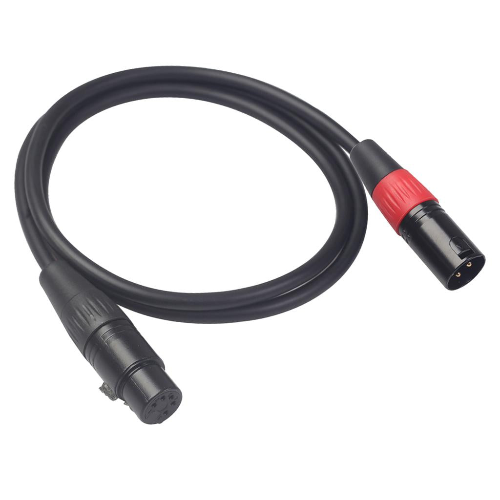 Black 3Pin Male Plug to XLR 5Pin Female Plug Cable Adapter XK1073M5F 1m