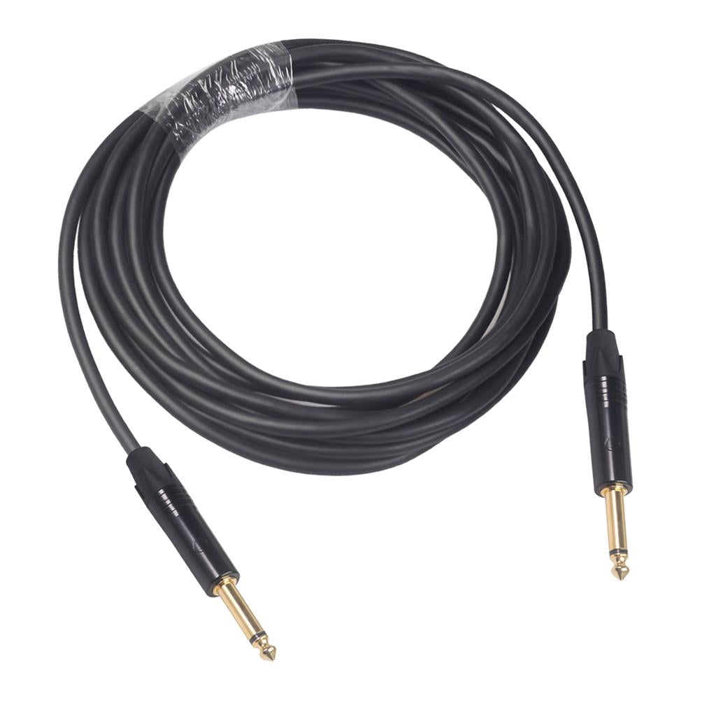 6.35mm Jack Male to Male Audio Line for Guitar Mixer Amplifier Black 5m