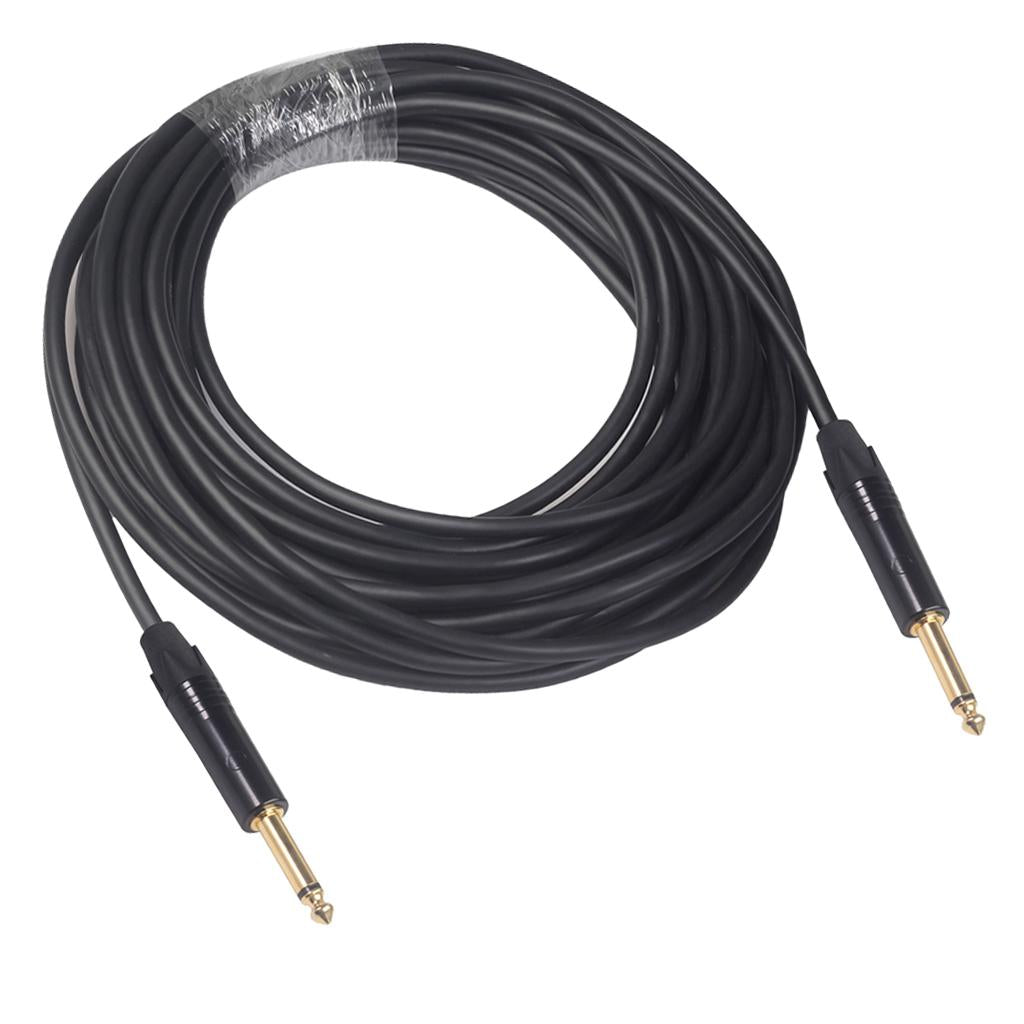 6.35mm Jack Male to Male Audio Line for Guitar Mixer Amplifier Black 10m