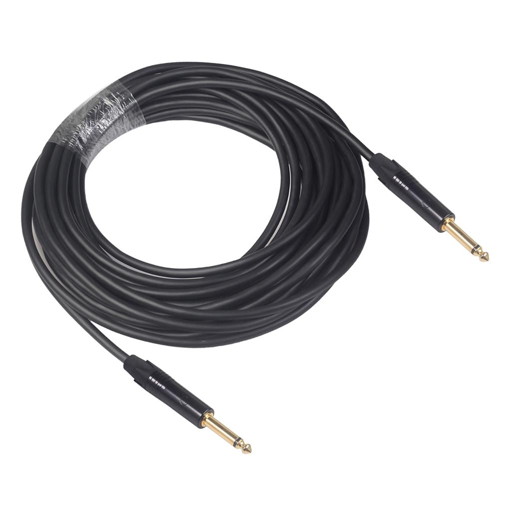 6.35mm Jack Male to Male Audio Line for Guitar Mixer Amplifier Black 10m