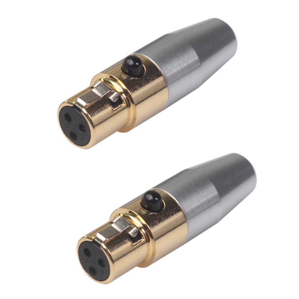 2 Pieces Copper Mini XLR 3 Pin Plug Small XLR Audio Microphone Connector