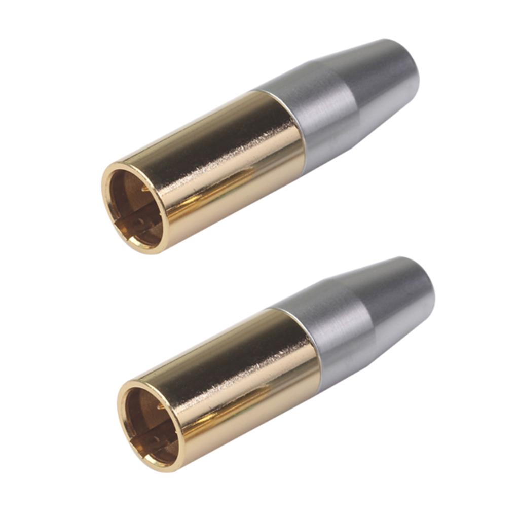 2 Pieces Copper Mini XLR 3 Pin Plug Small XLR Audio Microphone Connector
